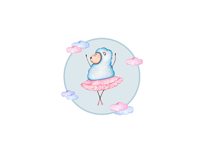 Sheeps Ballet animal ballerina cartoon character character design children clouds cute character design girls hand drawn illustration kids logo nursery ornament pattern sheep stikers watercolor