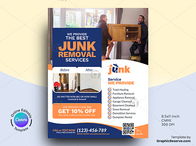 Junk Removal Coupon Flyer Canva Template canva canva flyer design canva template design cleaning service flyer house cleaning flyer junk removal junk removal canva flyer design junk removal canva template junk removal flyer
