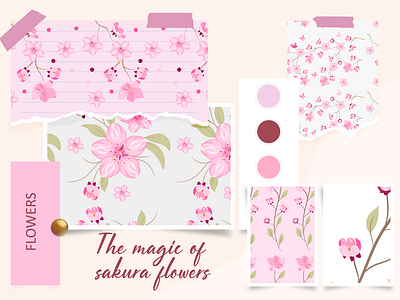 The magic of sakura flowers cherryblossom fabricdesign fashion flowers graphic design illustration pattern seamlesspattern textile textiledesign vector