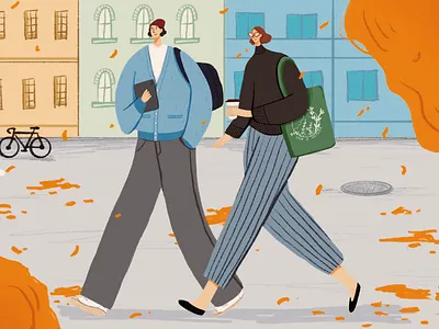 Autumn is here 2d art autumn couple design digital art draw drawing fall illustration illustrator procreate