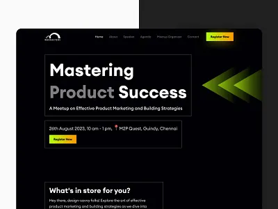 Design meetup website darktheme design meetup minimal ui website