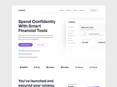 Justpaid — Landing Page Web Header branding design graphic design ui ux