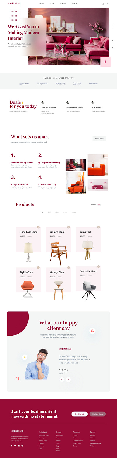 Rapid.shop - Modern Interior Solutions furniture landingpage ui ui design webpage website websitedesiggn