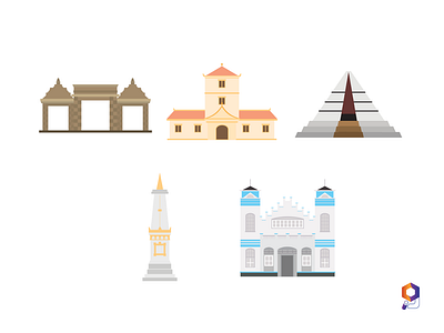 Yogyakarta Landmarks design graphic design icon illustration indonesia jogja vector yogyakarta