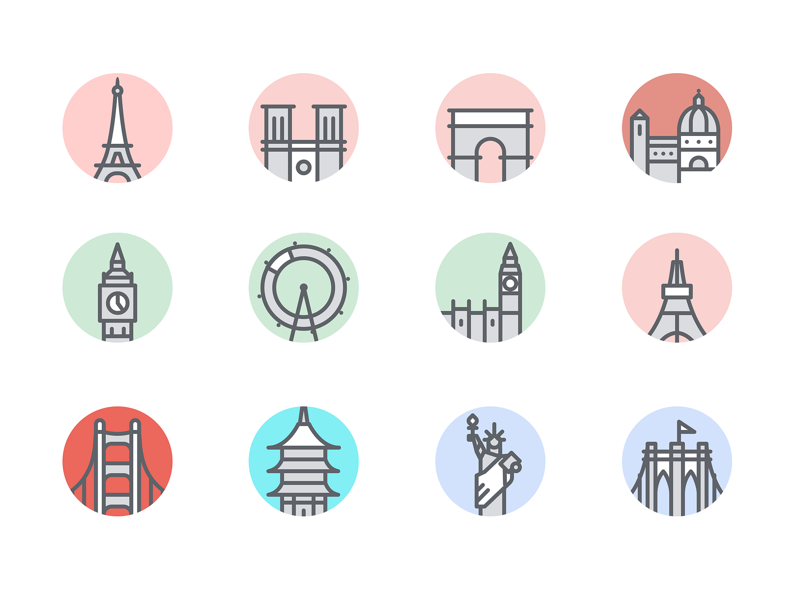 Google maps landmark icons by German Kopytkov on Dribbble