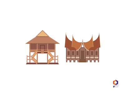 Traditional Houses of Indonesia design graphic design icon illustration indonesia traditional house