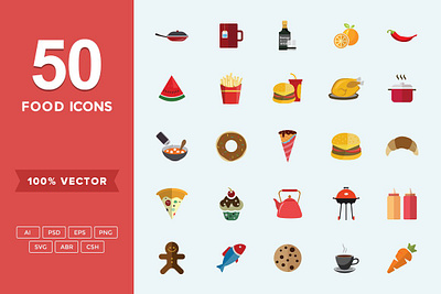 Flat Icons Food Set design graphics readytouse vector
