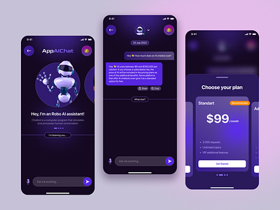 App AI Chat - Mobile Application ai ai chat app app design design ui uidesign uiux ux