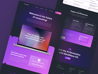 MindWave Landing Page: Revolutionary OS using AI ai design landing page os ui
