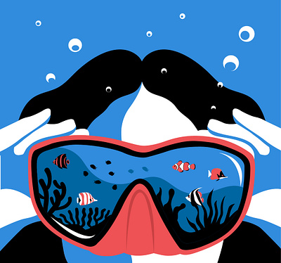 Under the Sea digital illustration illustration snorkling under water