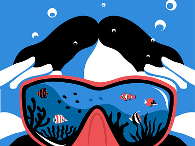 Under the Sea digital illustration illustration snorkling under water