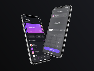 Bank Card App Concept app bank card concept dark mode design digitalcards finance money send transfers ui ux