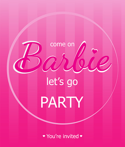 Barbie invetation barbie birthday girl invetation party pink