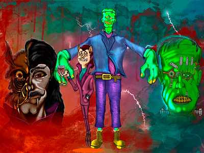 CLASSIC MONSTERS - DRACULA AND FRANKENSTEIN book books cover cover criação de personagens desenho desenho digital design design de personagens graphic design illustration ilustração digital