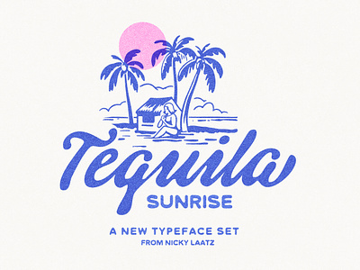Tequila Sunrise Typeface Set 1950s 50s beach fonts hawaiian island logo logo design palms retro retro font retro script riso screenprint summer tropical vintage fonts