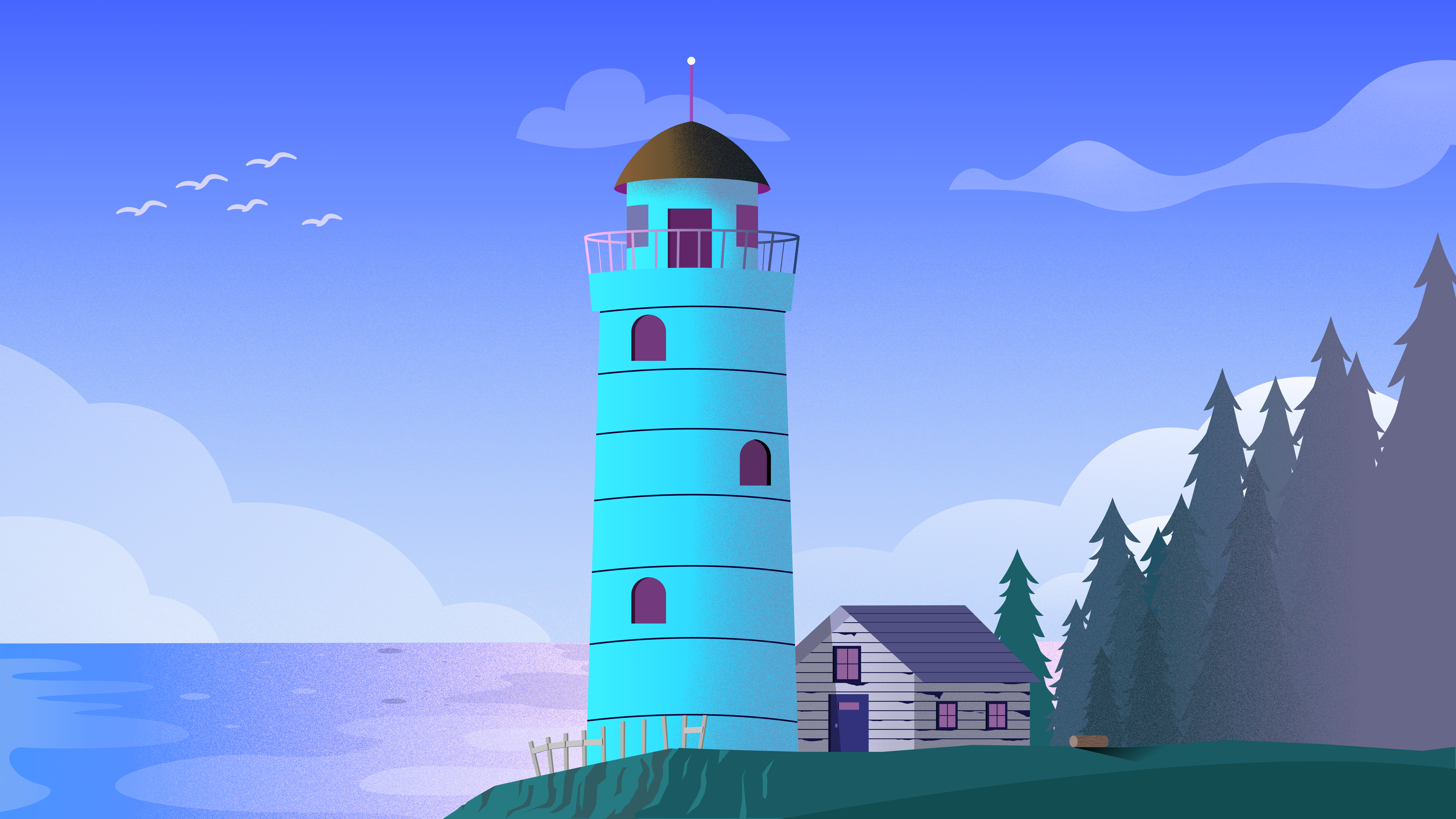 Lighthouse for Dynamic Wallpaper flat flat illustration illustration lighthouse vector wallpaper