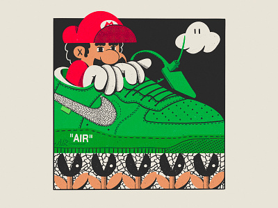 Off-White Goomba all the pretty colors character goomba boot illustration mario nathan walker nike air shoes sneakers super mario