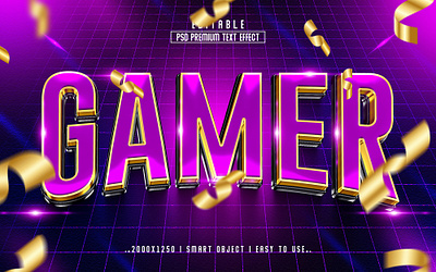 ''Gamer'' 3d Editable psd Text Effect Style photoshop action