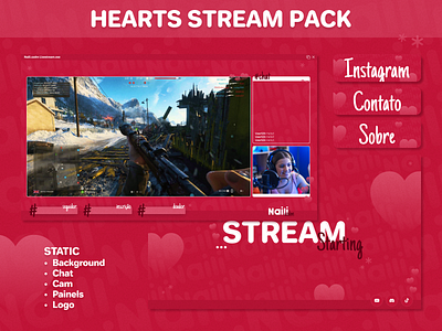 Hearts Stream Pack 💗- Twitch Overlay design figma graphic design stream streampack twitch twitchoverlay