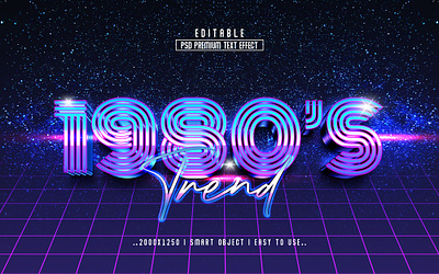 1980's 3d Editable psd Text Effect Style graphic design logo mockup photoshop
