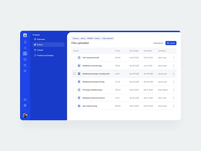 Settings page - Files uploaded design ui