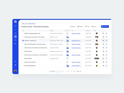 Settings page - Task list design ui