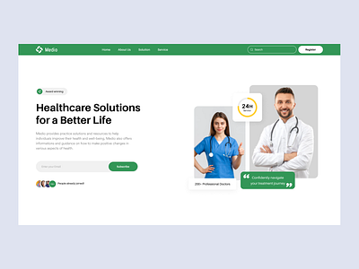 Medio Healthcare - Website app branding design figma health healthcare illustration interface logo ui uidesign uiux ux uxui web website