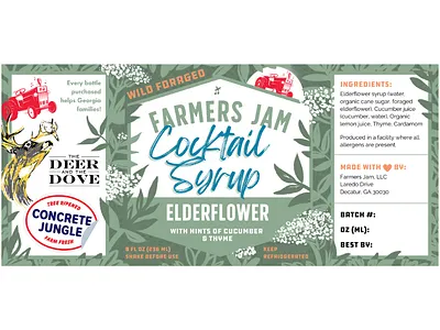 Elderflower Cocktail Syrup label atlanta botanical botanical illustration bottle label branding cocktail design elderflower foraged illustration label packaging product label