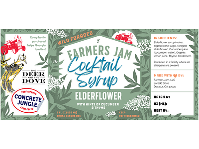 Elderflower Cocktail Syrup label atlanta botanical botanical illustration bottle label branding cocktail design elderflower foraged illustration label packaging product label