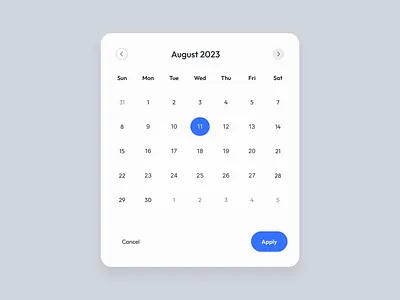 Calendar Picker blue calendar calendar picker clean ui day design ecommerce figma graphic design gray modal modern month responsive saas software ui ui design ux website