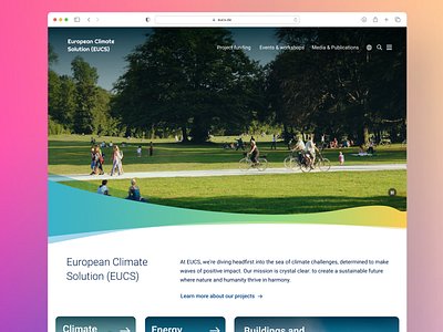 Platform for a climate organization climate colorful education energy environment europe gradient green design interface landing learning mobility ngo non profit platform sustainability typography ui urbanization webdesign