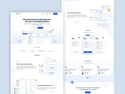 Saas Landing Page app design design insurance landing page insurance website landing page landing page design product design saas landing page ui ui ux design ux website design