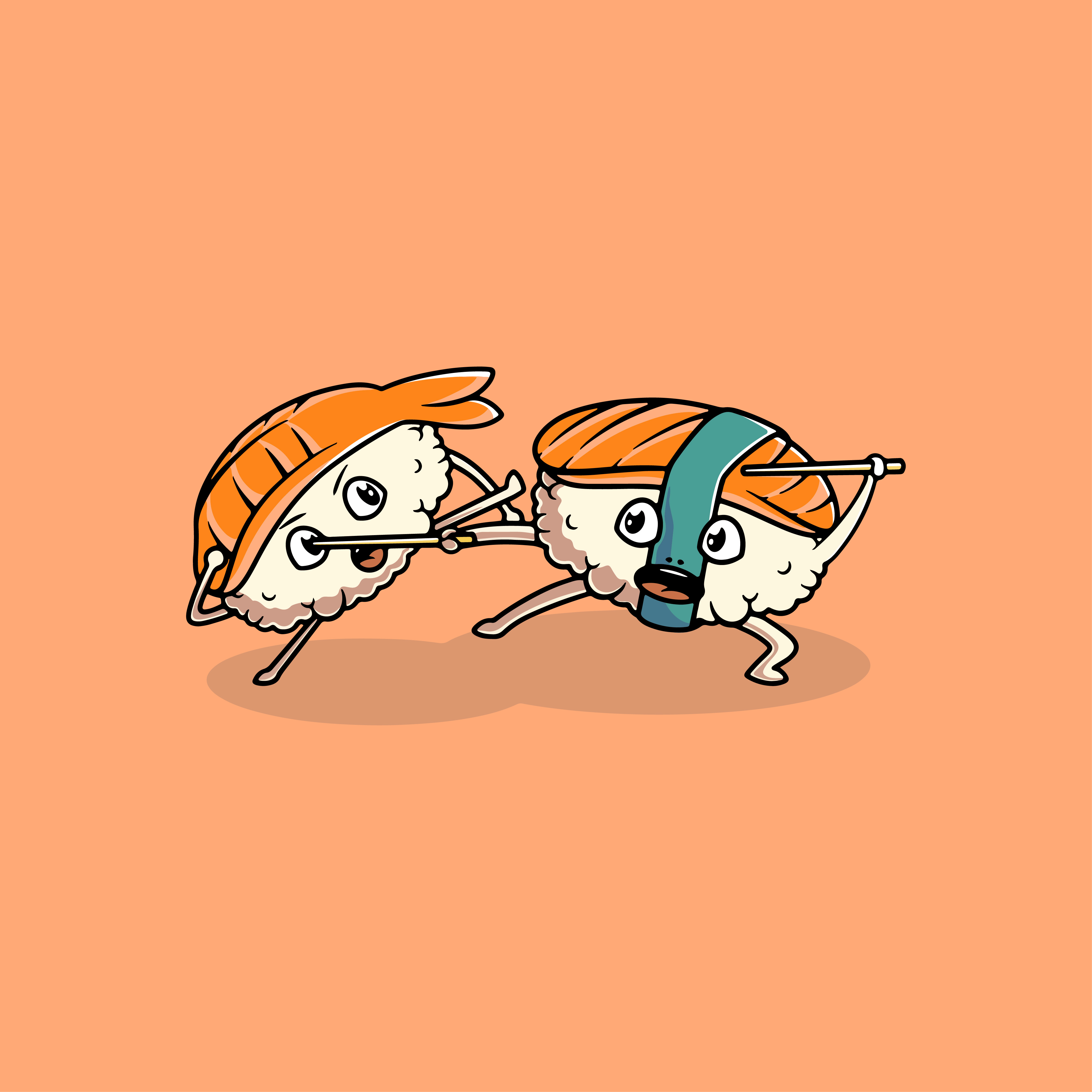 Cute Sushi Fight Illustration branding fight graphic design