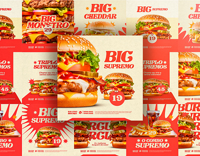 Design for social media BURGER burguer design gráfico fastfood food graphic design hambúrguer restaurant