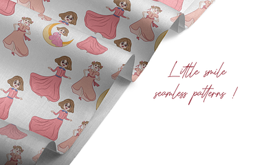 Little smile seamless patterns babygirl design fabric fabricdesign fashion girly graphic design illustration illustrator littlegirl pattern seamlesspattern textile textiledesign vector
