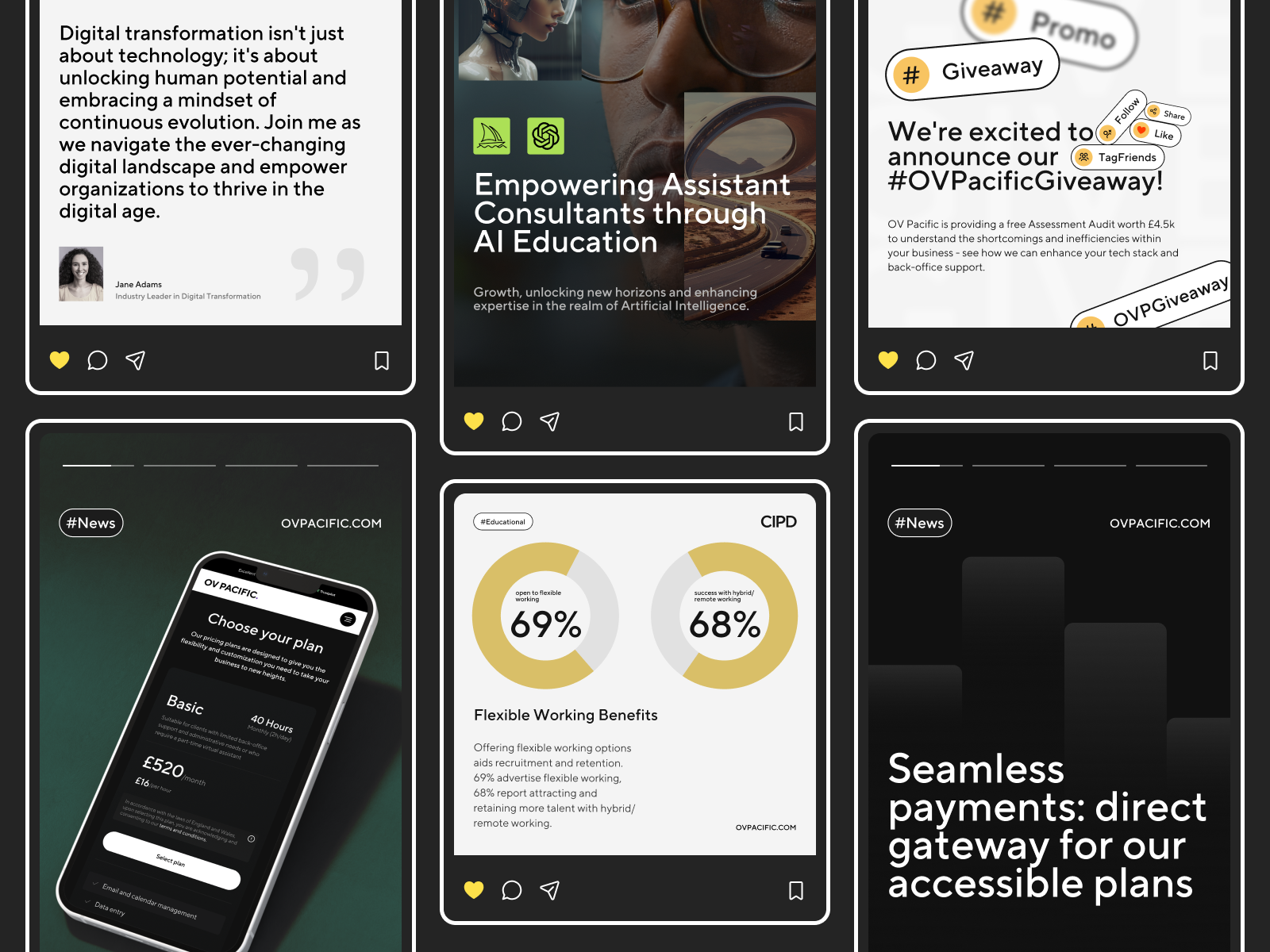 Social Media Design ai branding communication design consultants corporate design educational figma graphic design identity instagram instagram stories news social media ui web