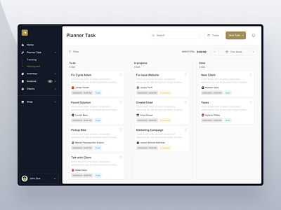 Dashboard Task Concept design ui ux web