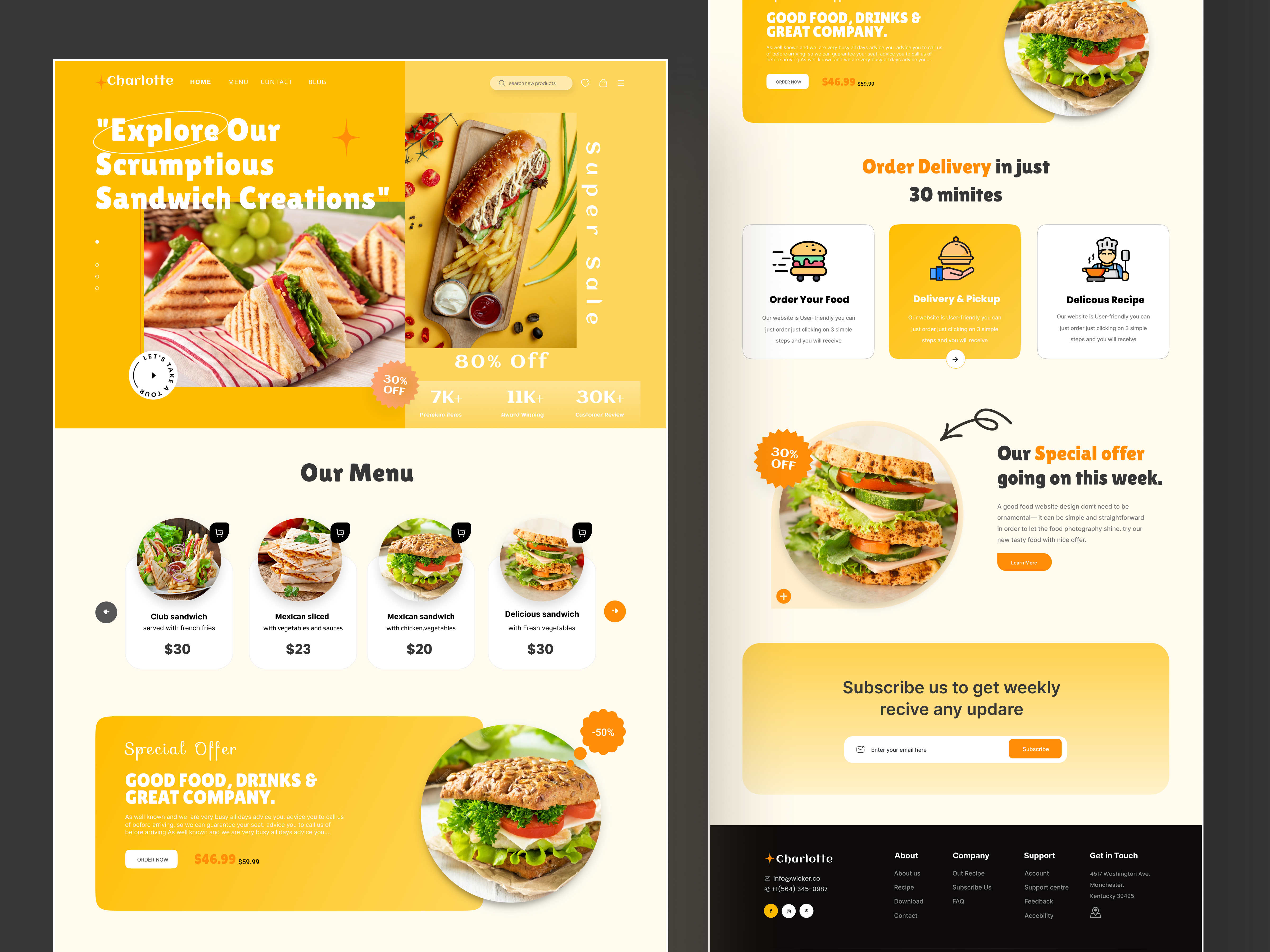 Example of Food Delivery Website Design
