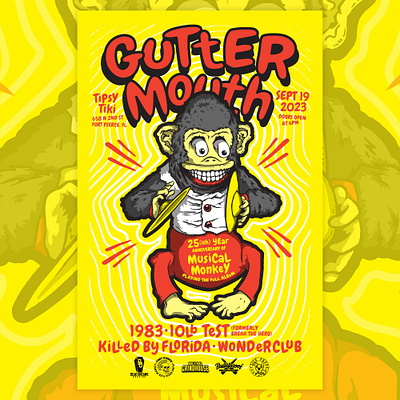 Guttermouth Gig Poster band brand branding chimp design illustration logo monkey poster print
