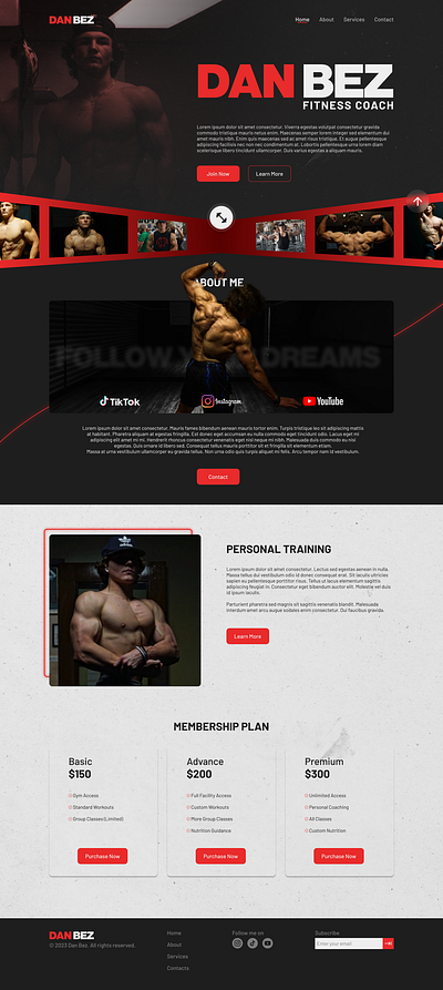 Dan Bez - Landing Page Design bodybuilder bodybuilding dan bez design figma fitness gym influencer landing page landing page design personal photoshop ui ui des ui design web design website workout