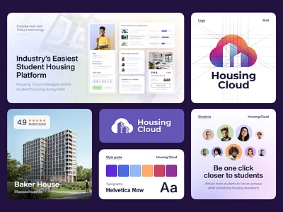 Brand identity to manage the entire student housing ecosystem animation art brand branding building cloud design education free house housing icon illustration logo logo design logotype startup student uxui web