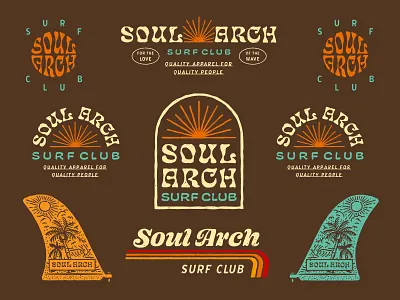 Soul Arch Surf Club branding design identity illustration logo surf type typography