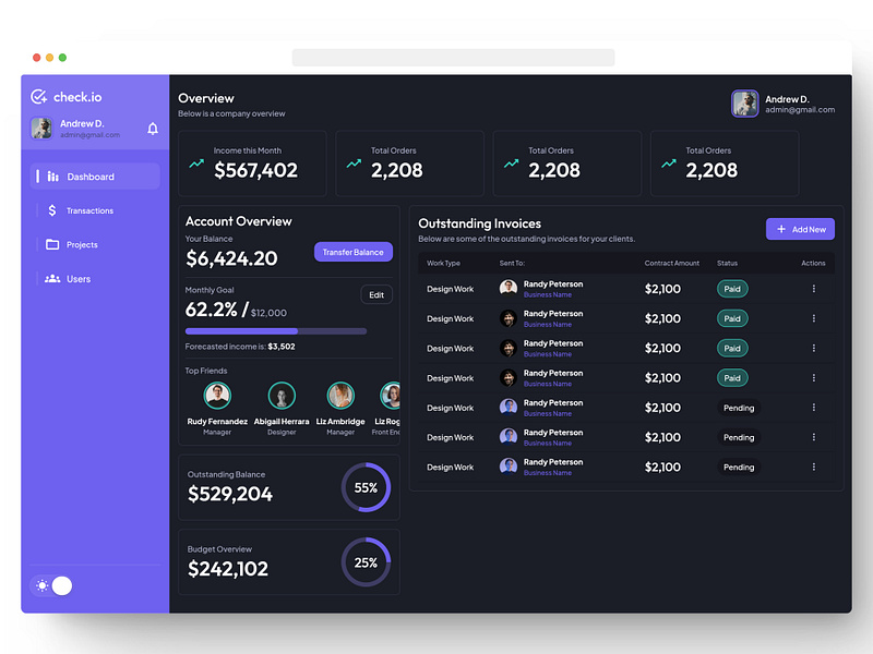 FlutterFlow Dashboard Templates account overview app card details dashboard flutterflow sidebar sidebar nav ui web app