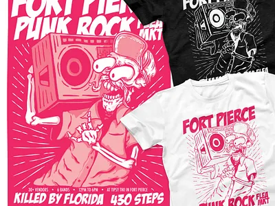 Surf Punk beach brand branding design illustration logo music poster print punk shirt skeleton skull surf