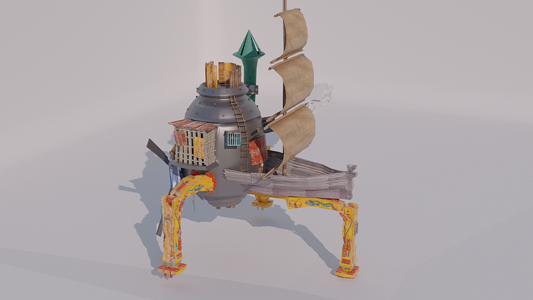 3d fantasy flying machine house by Saood Hussain on Dribbble