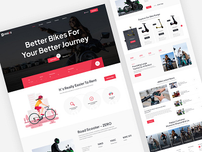 Ridexo Bike & Scooter Rental Website company graphic design hero section homepage landingpage ui ux design website