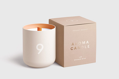 Candle Glass Package Mockup Set gift box