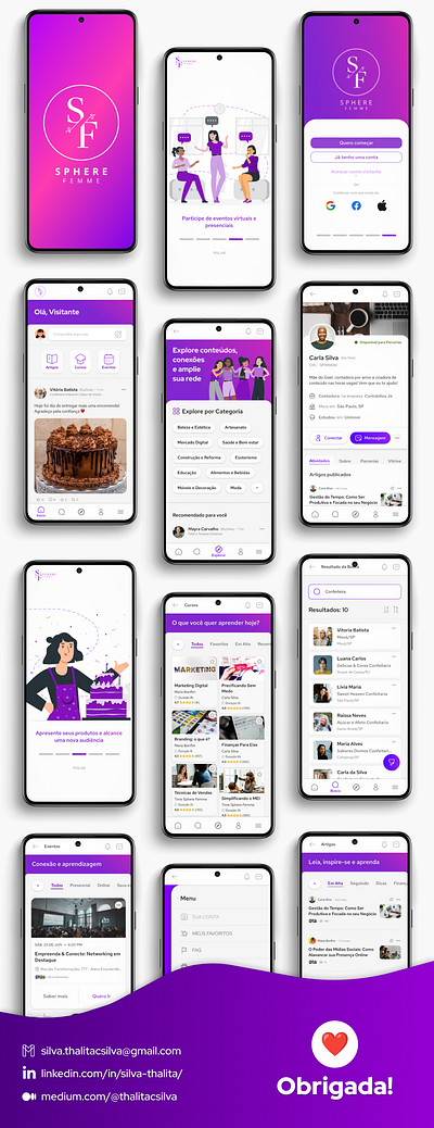 App Mobile | Sphere Femme | Final Project | EBAC app design ebac figma first project gradient mobile social networking study ui ui design ux