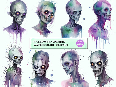 Free Halloween Zombie Watercolor Clipart Bundle clipart creepy zombies design digital art digital download graphic design halloween halloween bundle halloween zombie horror graphics illustration png scary zombies undead illustrations watercolor zombie zombie apocalypse zombie cliparts zombie illustrations zombies