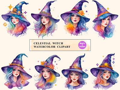 Free Halloween Celestial Witch Clipart Bundle celestial witch celestial witch clipart celestial witchcraft clipart design digital art digital download graphic design halloween illustration png watercolor watercolor celestial wiccan clipart witch witch clipart witch designs witchcraft witchy art witchy clip art